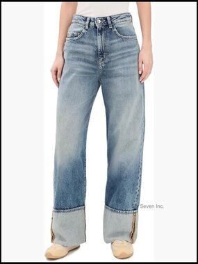 Mid-Weight Non-Stretch Denim Jeans with Distressed Details